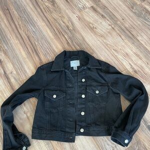 H&M Classic Black Cropped Denim Jacket